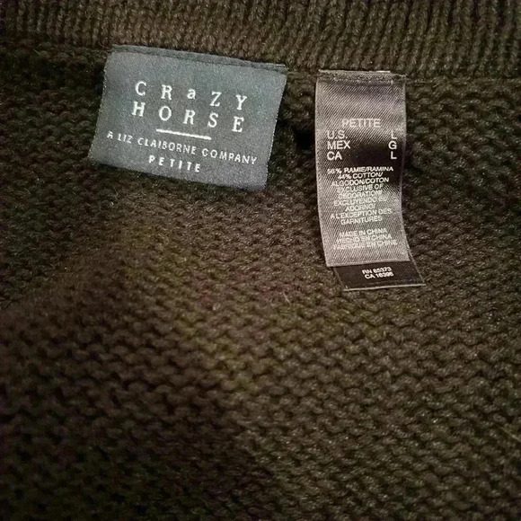 Crazy Horse A Liz Claiborne Company Christmas zip up cardigan petite large - Picture 7 of 7